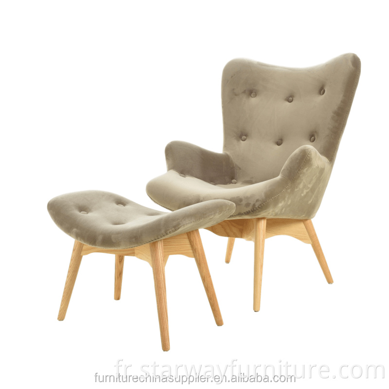 Firisation en gros de loisirs en bois massif du bureau à domicile inclinable en cuir en cuir simple Sofa High Back Chair Factory Lounge Lounge